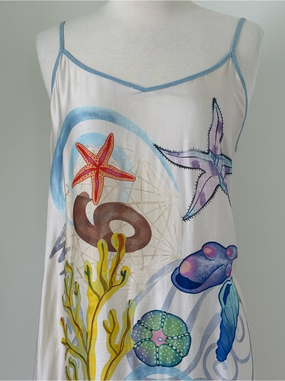 ME369 Sea Print Design Camisole Summer Midi Dress Size Small - Picture 10 of 13
